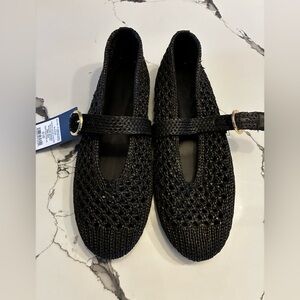 Black Woven Women's Mary JaneFlats